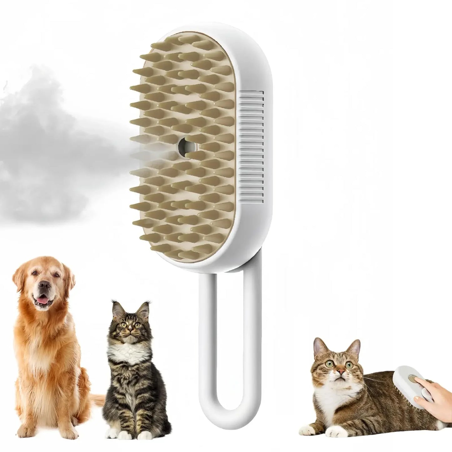 3-in-1 Cat and Dog Spray Massage Brush with steam and adaptable features