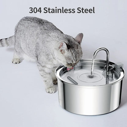 Stainless Steel Automatic Pet Water Feeder – USB Electric, Mute, Filtered Drinking Fountain for Cats and Dogs.