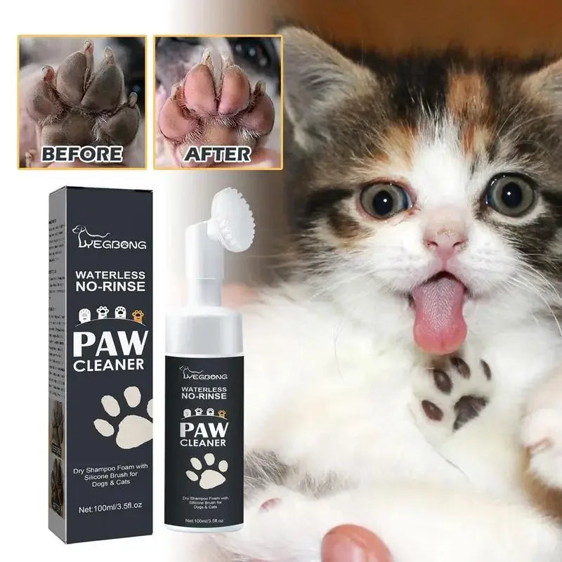 100ml Paw Cleaner Foam with Dog Brush – Waterless Claw & Cat Paw Deep Cleaner.