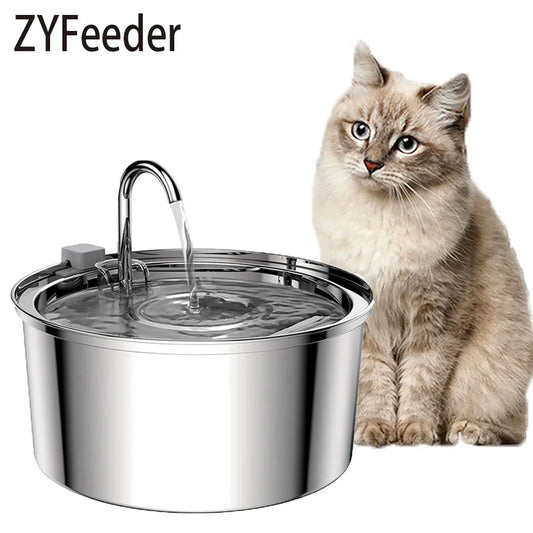 Stainless Steel Automatic Pet Water Feeder – USB Electric, Mute, Filtered Drinking Fountain for Cats and Dogs.